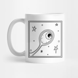 Psychedelic Space Eyeball Line Art Black Mug